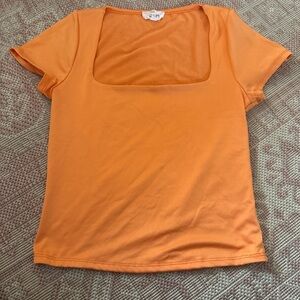 Orange Square Neck Women's Top